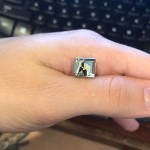 Italian Charm Bracelet Black White Horse Charm